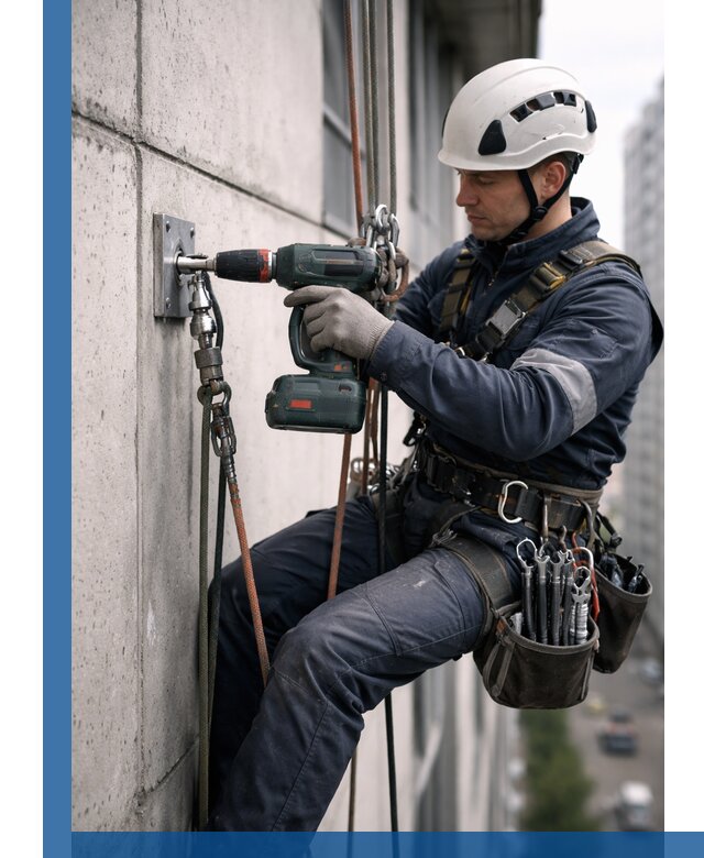 Установка анкерных точек для высотных работ в Иркутске